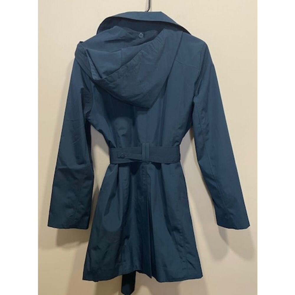 London Fog Women's Water Resistant Single Breasted Trench Coat Dark Teal Sz Med - Picture 5 of 10